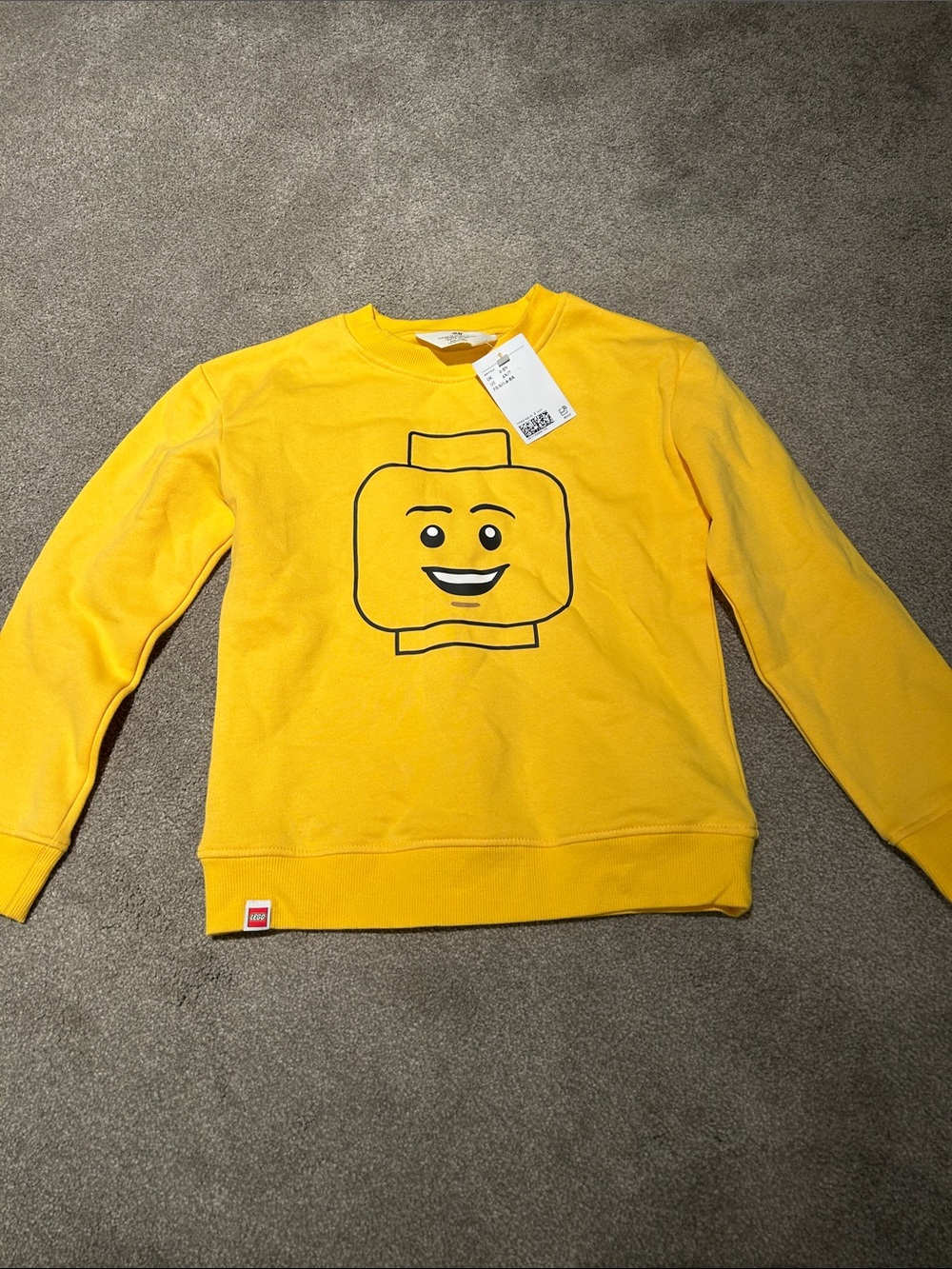 H&M Yellow Sweatshirt with LEGO Minifigure Head Graphic
